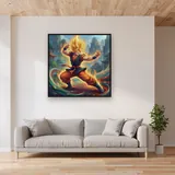 Golden Aura Martial Artist – displayed in a living room