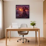 Red Dragon on a Sunset Mountain Peak – Office