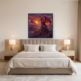 Red Dragon on a Sunset Mountain Peak – Bedroom