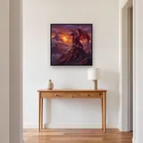 Red Dragon on a Sunset Mountain Peak – Hallway
