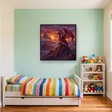 Red Dragon on a Sunset Mountain Peak – Kids room