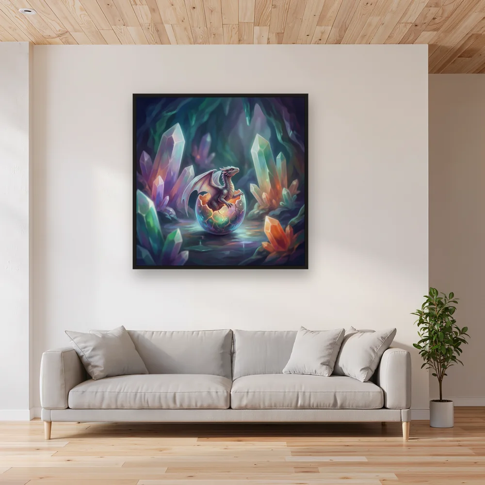 Baby Dragon Hatching in a Crystal Cave – Living room