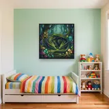 Emerald Forest Dragon with Fireflies – Kids room