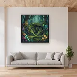 Emerald Forest Dragon with Fireflies – displayed in a living room