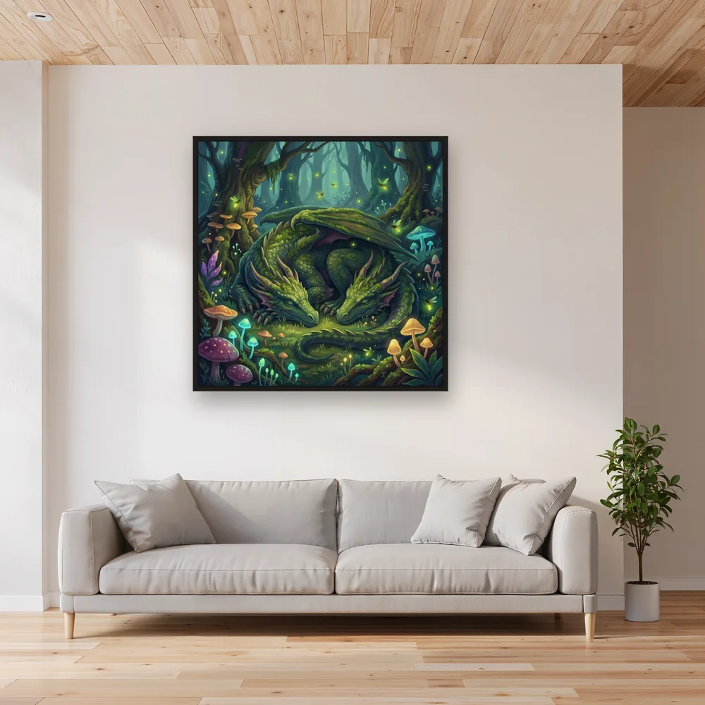Emerald Forest Dragon with Fireflies – Living room