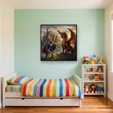Knight and Dragon Before the Castle – Kids room