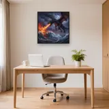 Black Dragon Fire Over Stormy Sea – Office
