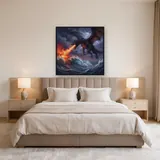 Black Dragon Fire Over Stormy Sea – Bedroom