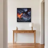Black Dragon Fire Over Stormy Sea – Hallway