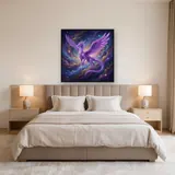 Purple Crystal Dragon Over Starry Nebula – Bedroom