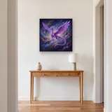 Purple Crystal Dragon Over Starry Nebula – Hallway