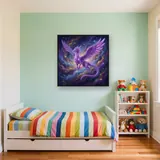 Purple Crystal Dragon Over Starry Nebula – Kids room
