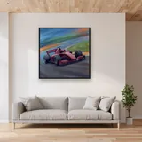Red Open-Wheel Racer at Speed – displayed in a living room