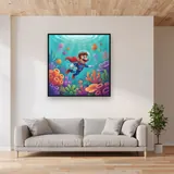 Coral Reef Plumber Swim – displayed in a living room