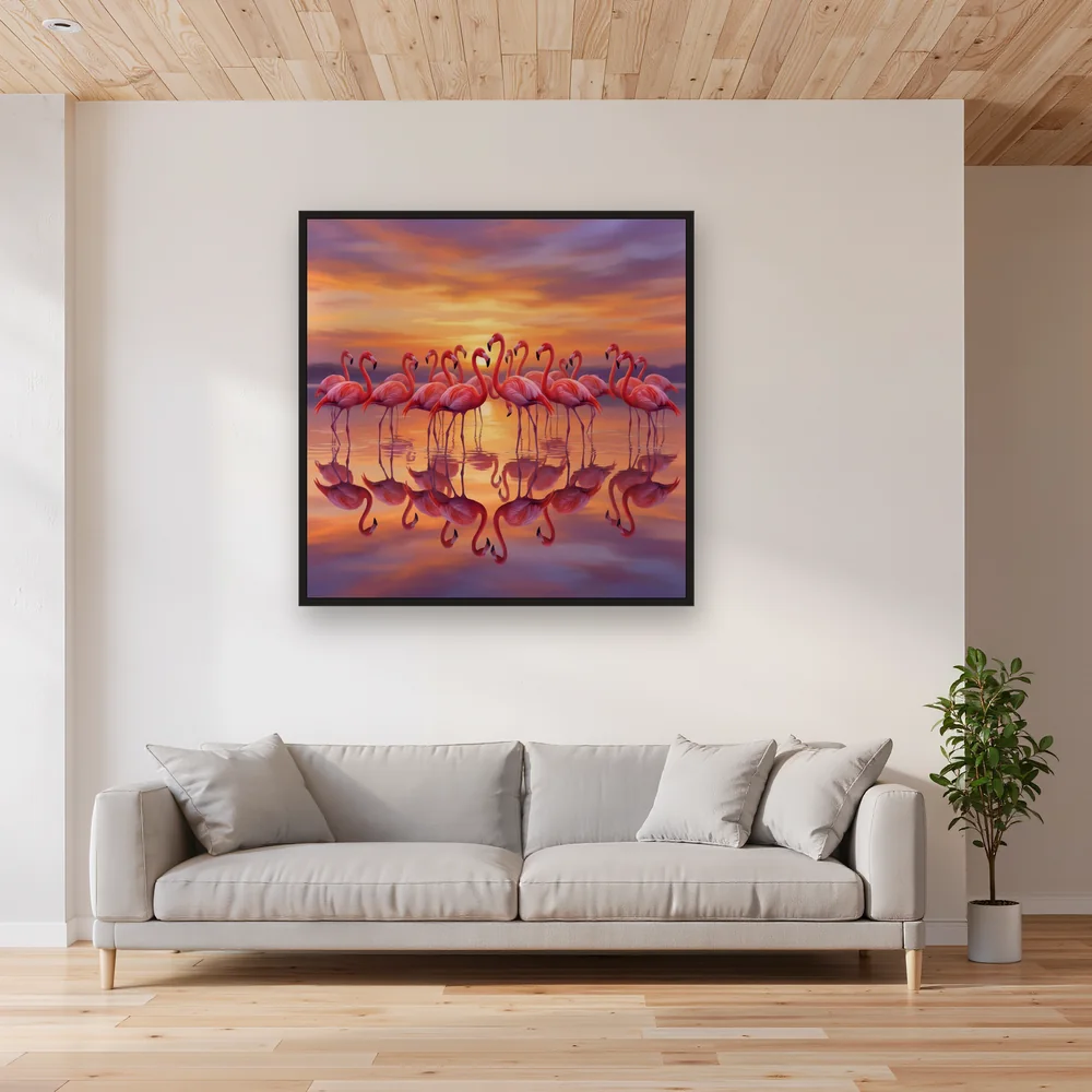 Pink Flamingo Flock at Sunrise – Living room