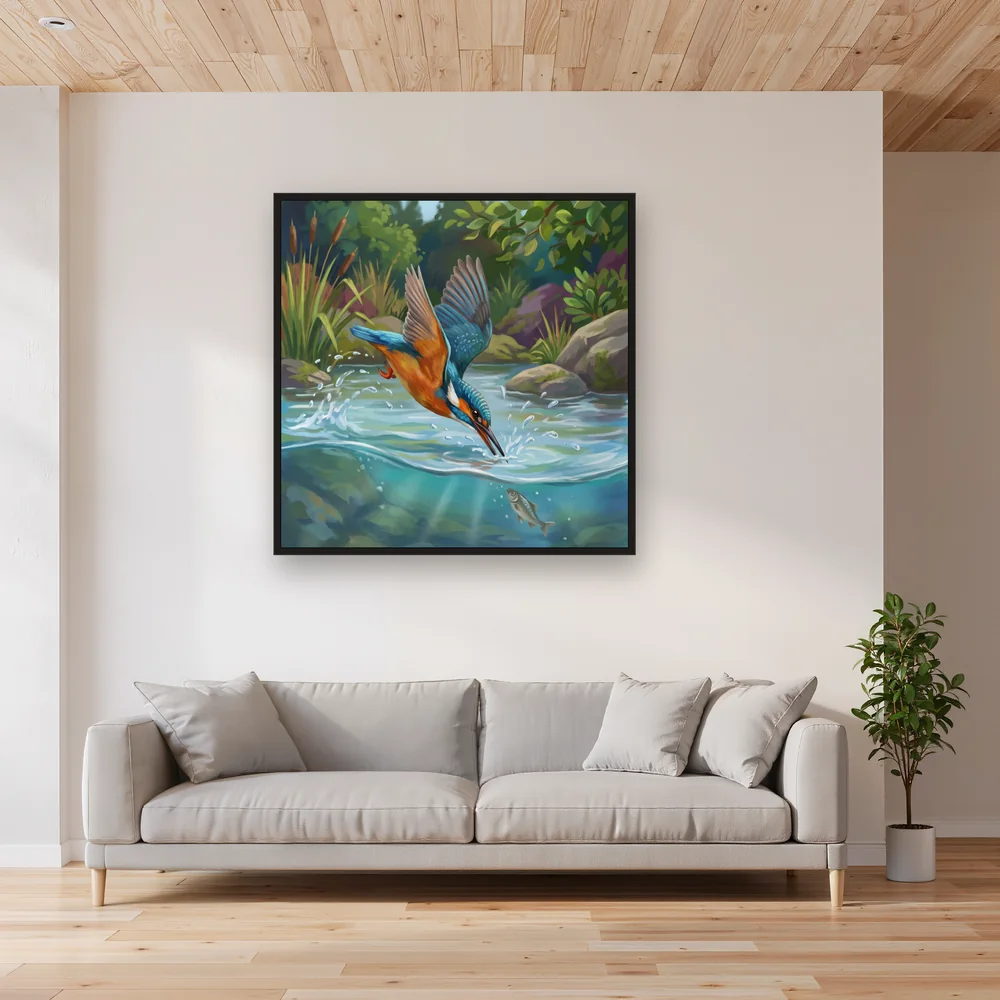 Kingfisher Diving Into a Clear Stream – Living room