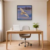 Snowy Owl Over Winter Field – Office