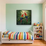 Scarlet Macaw Pair in Jungle – Kids room
