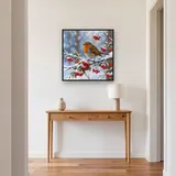 Pettirosso tra Bacche Rosse e Neve – Ingresso
