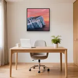 Pinguinkolonie unter rosa Himmel – Büro