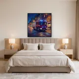 Red Fire Engine on Night Street – Bedroom