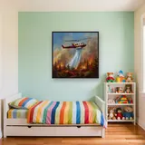 Helicopter Water Drop Over Flames – Kids room