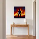 Heroic Firefighter Amid Sparks – Hallway