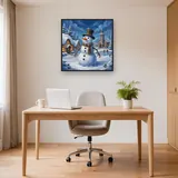 Carrot-Nosed Snowman in Snowy Village – Office
