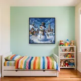 Carrot-Nosed Snowman in Snowy Village – Kids room