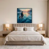 Reindeer and Ice Harvester on Frozen Lake – Bedroom