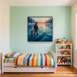 Reindeer and Ice Harvester on Frozen Lake – Kids room