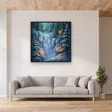 Enchanted Winter Forest Ice Waterfall Spirits – displayed in a living room