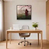 Crimson Warrior Beneath Blossoms – Office