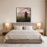 Crimson Warrior Beneath Blossoms – Bedroom