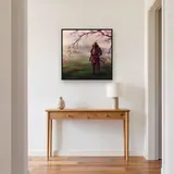 Crimson Warrior Beneath Blossoms – Hallway