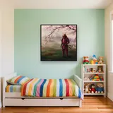 Crimson Warrior Beneath Blossoms – Kids room