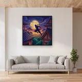 Moonlit Ninja Rooftop Leap – displayed in a living room