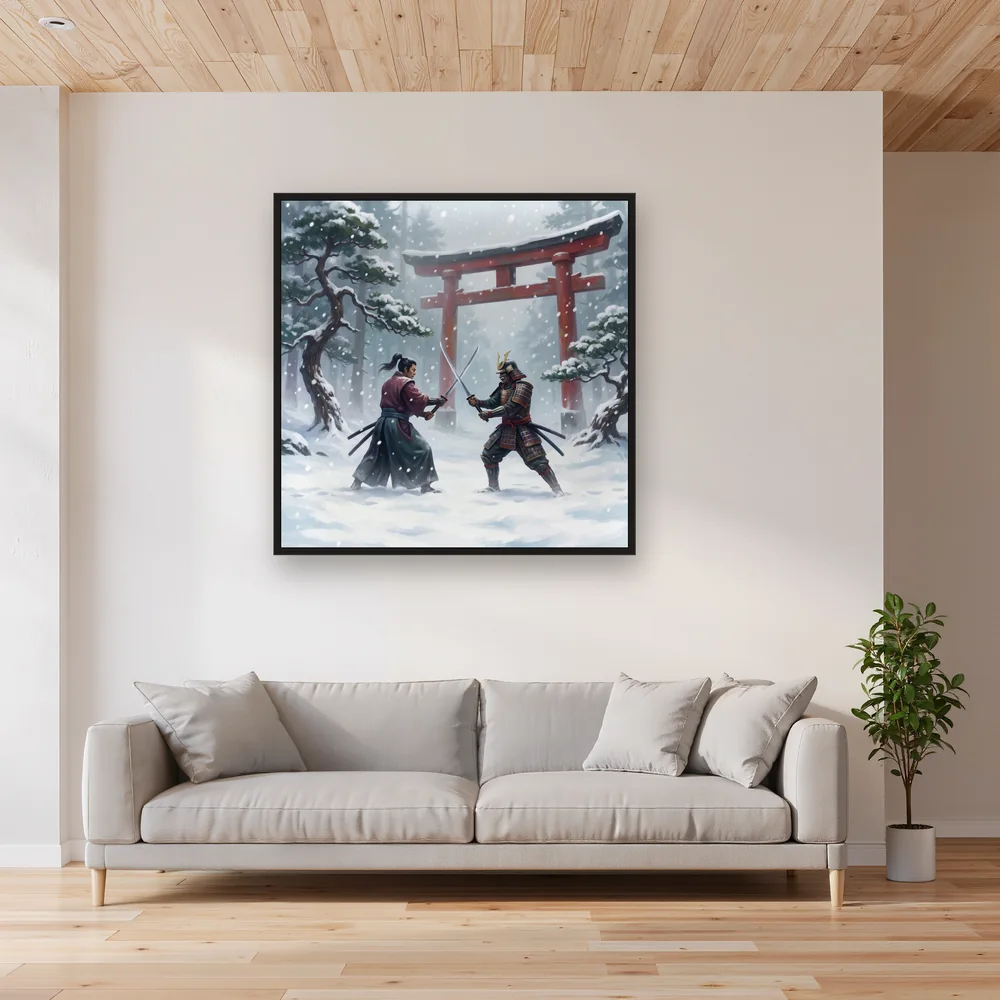 Silent Duel Beneath the Torii – Living room