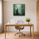 Kneeling Samurai in Misty Bamboo – Office
