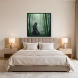 Kneeling Samurai in Misty Bamboo – Bedroom
