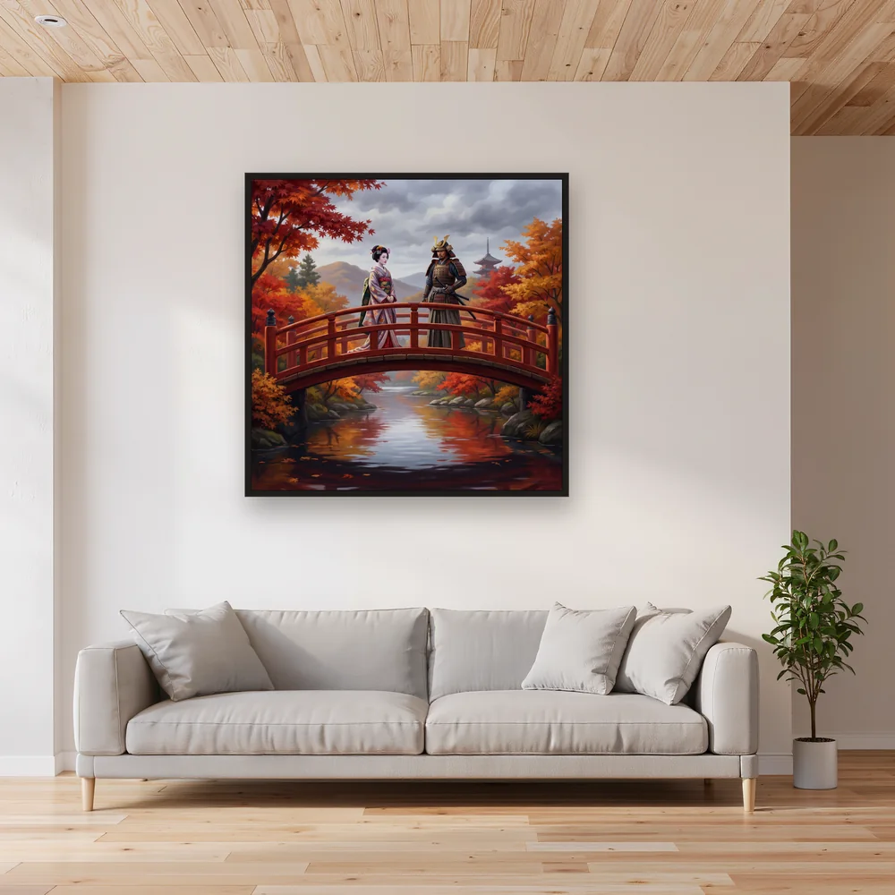 Geisha and Samurai on Autumn Bridge – Living room