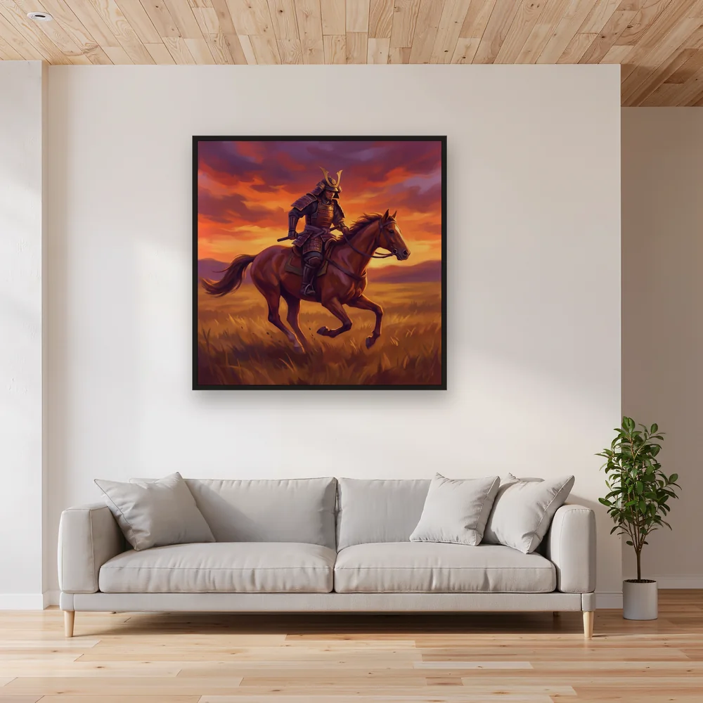 Samurai Charging at Sunset – Living room