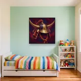 Golden-Horned Samurai Helmet Portrait – Kids room