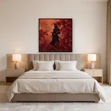 Ninja with Katana Among Red Maple Leaves – Bedroom