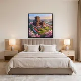 Hilltop Castle with Koi Banners – Bedroom