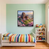 Hilltop Castle with Koi Banners – Kids room