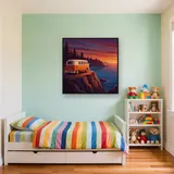 Vintage Camper Van on Sunset Cliff – Kids room