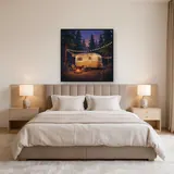 Pine Forest Camper Van at Dusk – Bedroom