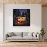 Pine Forest Camper Van at Dusk – displayed in a living room