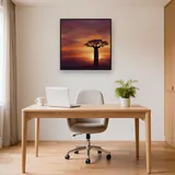 Baobab solitaire au coucher du soleil – Bureau